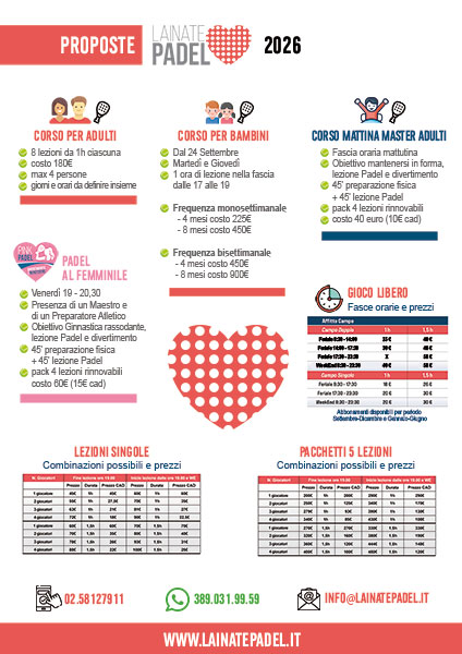 LISTINO PREZZI COMPLETO Padel Lainate